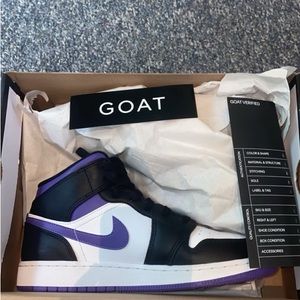 Nike Air Jordan 1 Mid - 6.5Y Black| Dark Iris| White